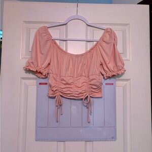 Pink Ruched Crop Top
